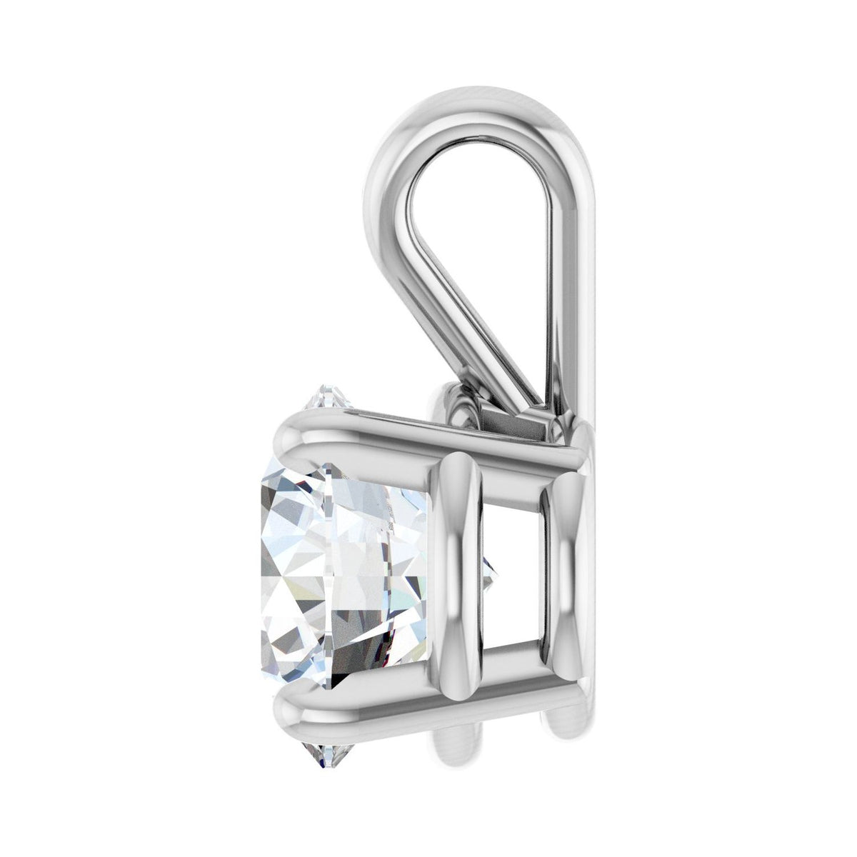 Lab-grown diamond solitaire pendant in 14k white gold, side view
