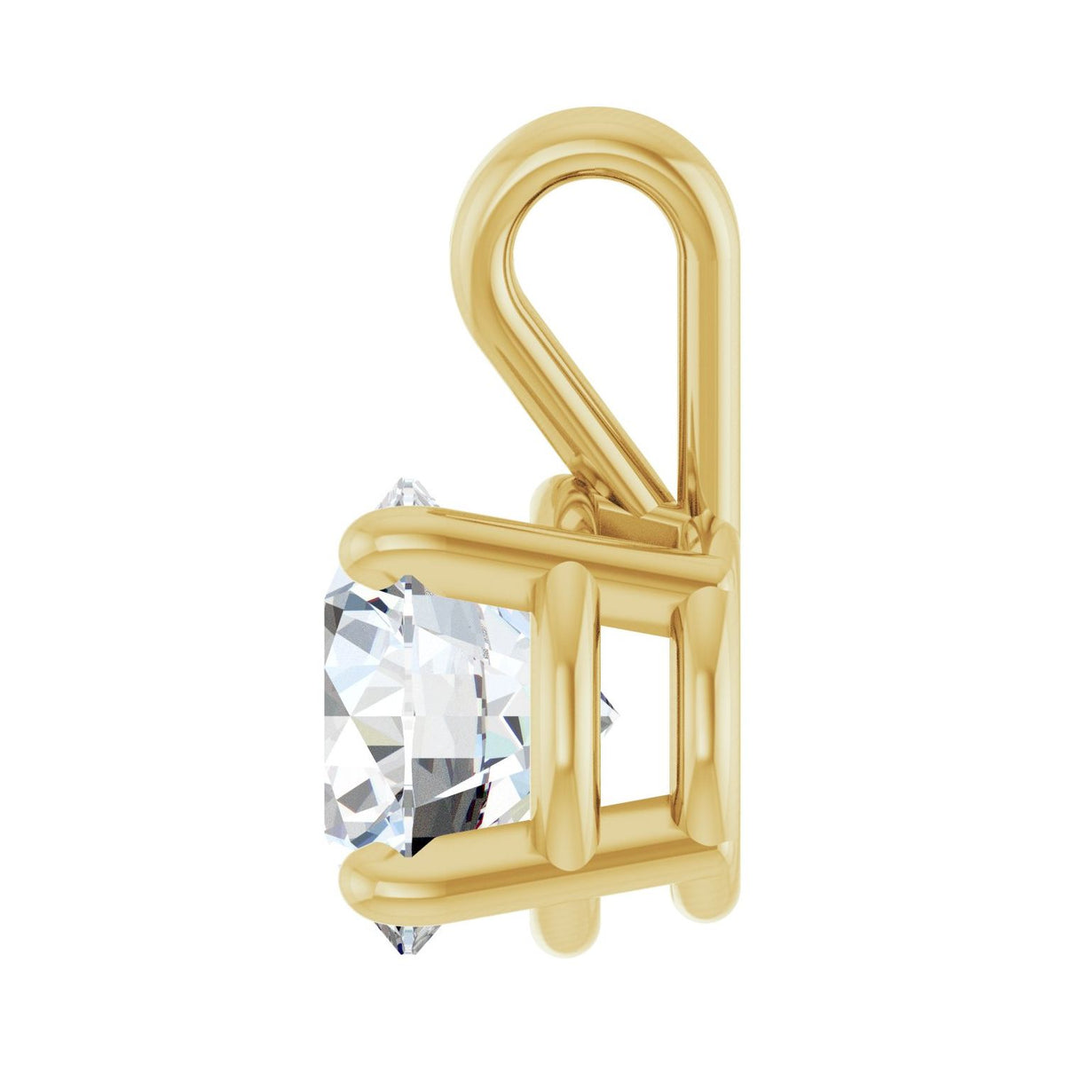 Lab-grown diamond solitaire pendant in 14k yellow gold, side view