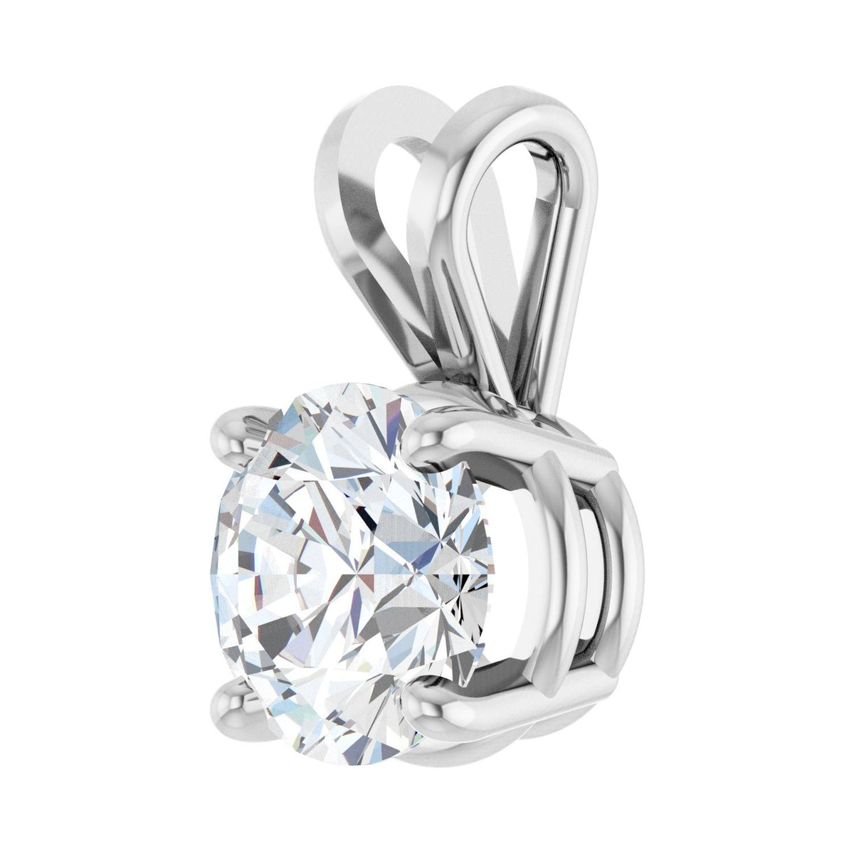Lab-grown diamond solitaire pendant in 14k white gold, side view