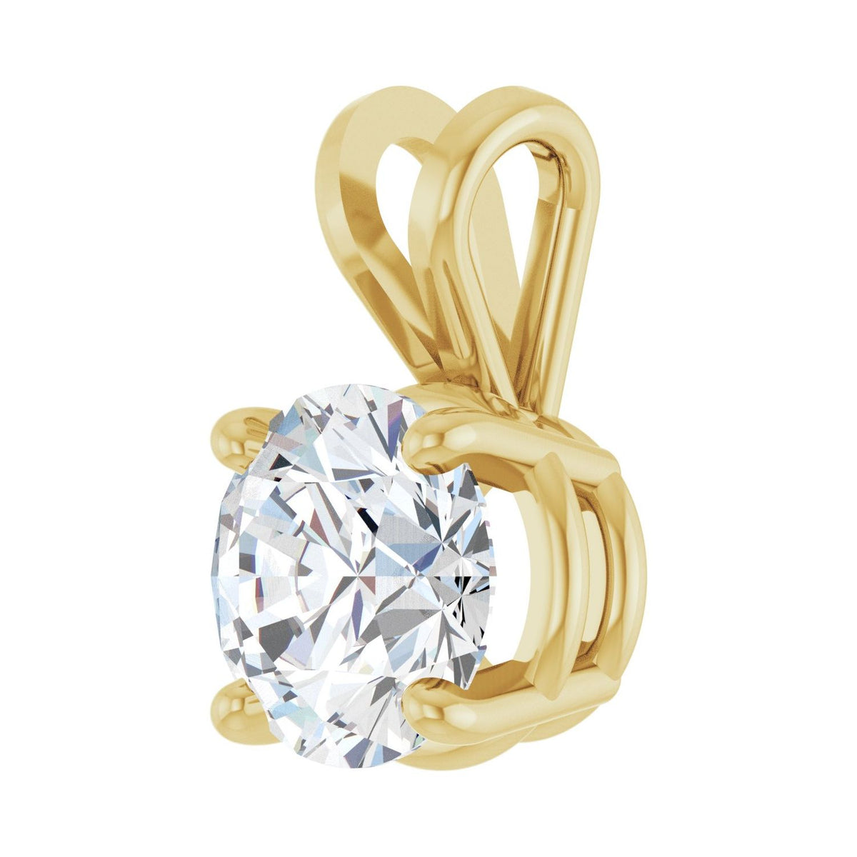 Lab-grown diamond solitaire pendant in 14k yellow gold, side view