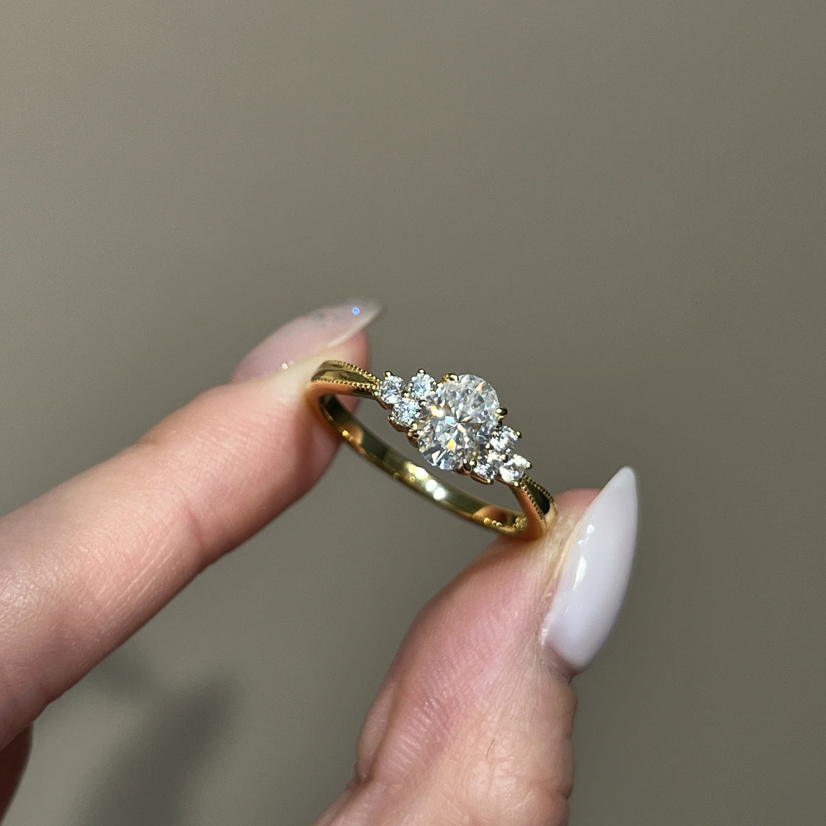 Oval cluster ring, gold-plated sterling silver, view 5
