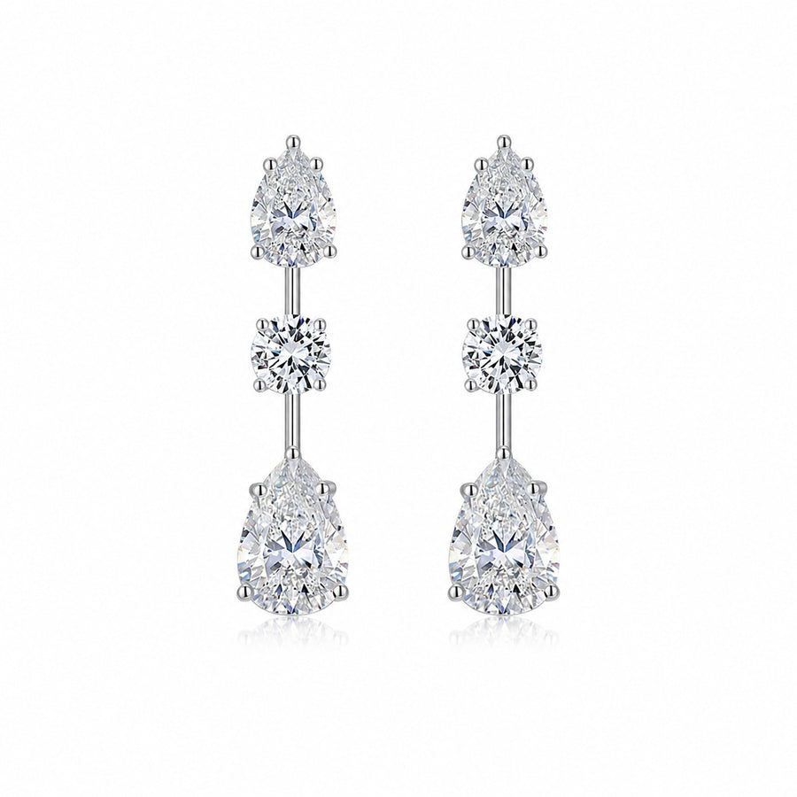 Long drop earrings, sterling silver