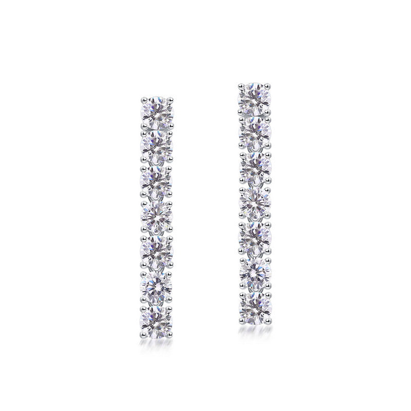 Line bar studs, sterling silver