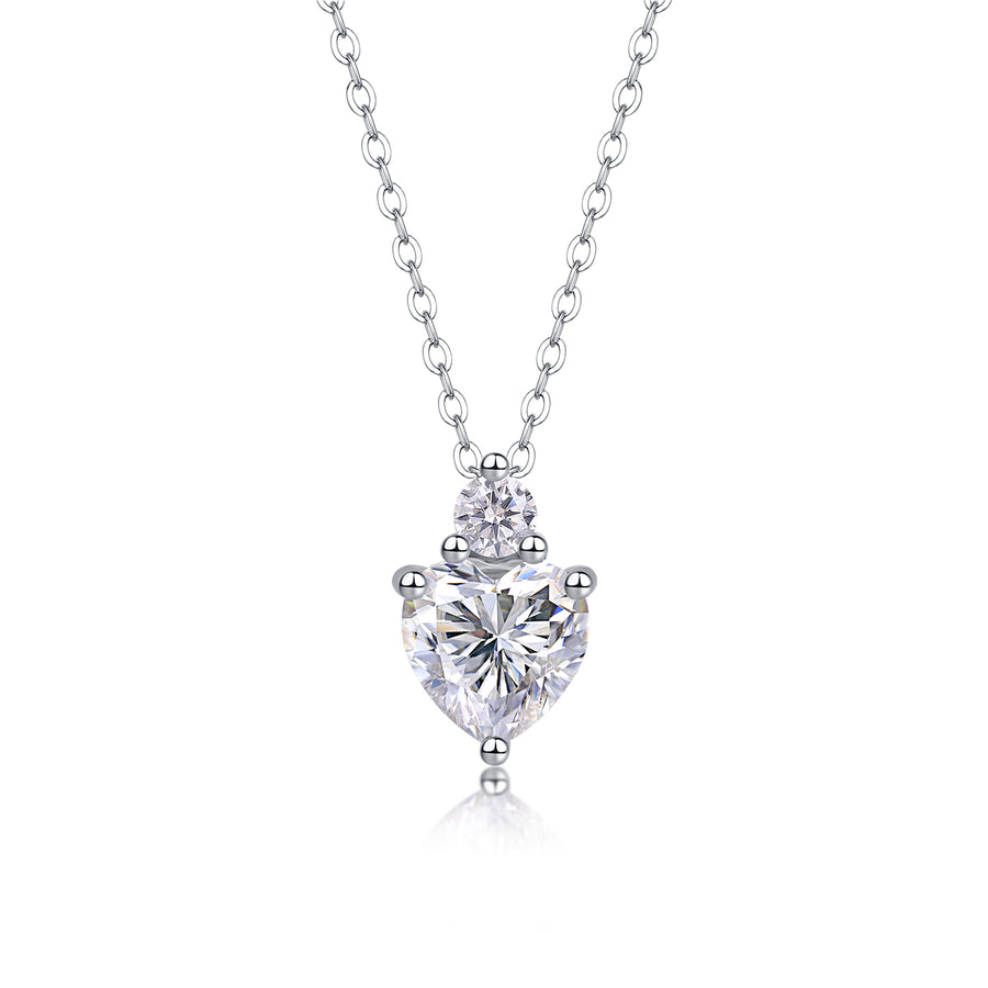 Heart-cut pendant, sterling silver