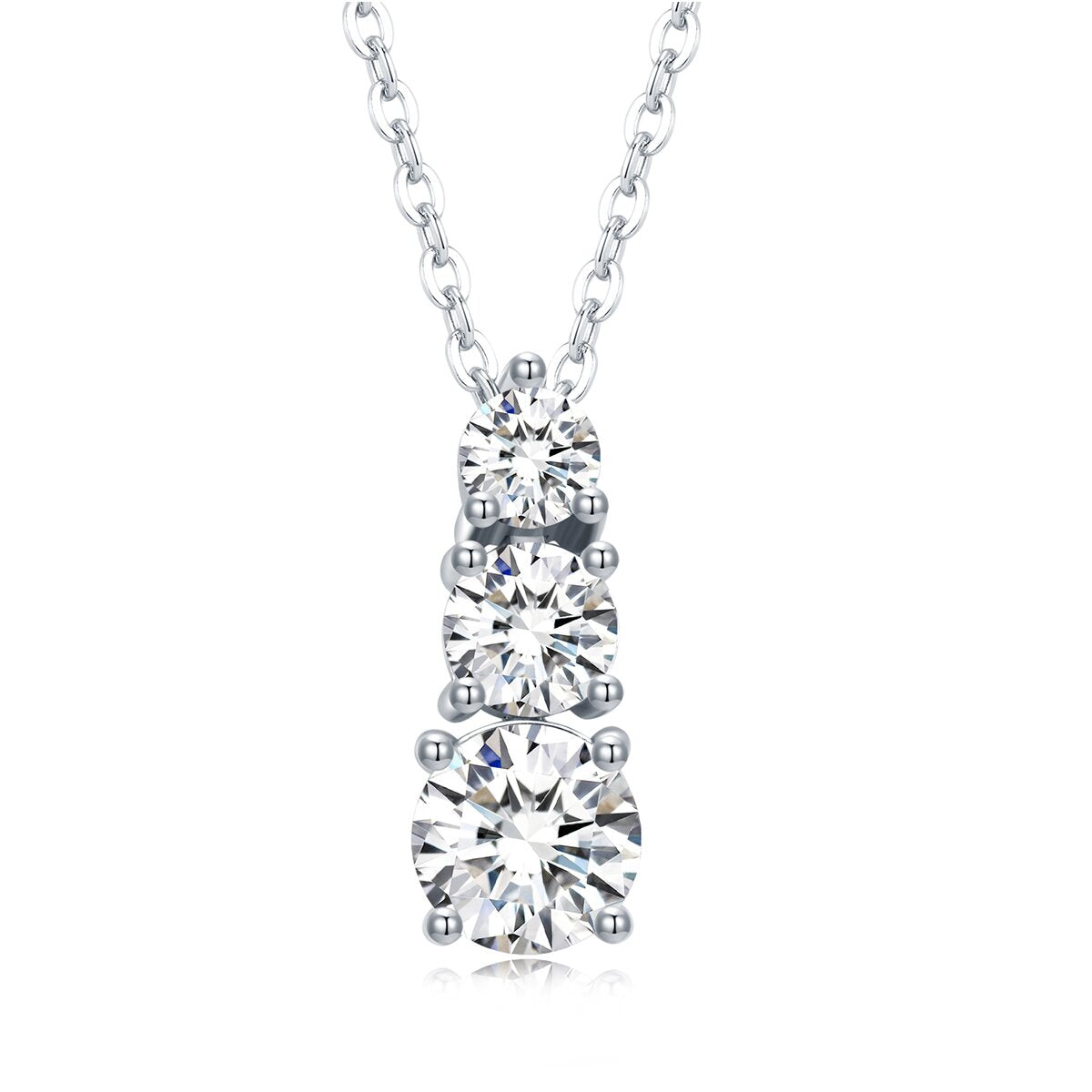 Graduated three-stone pendant, sterling silver