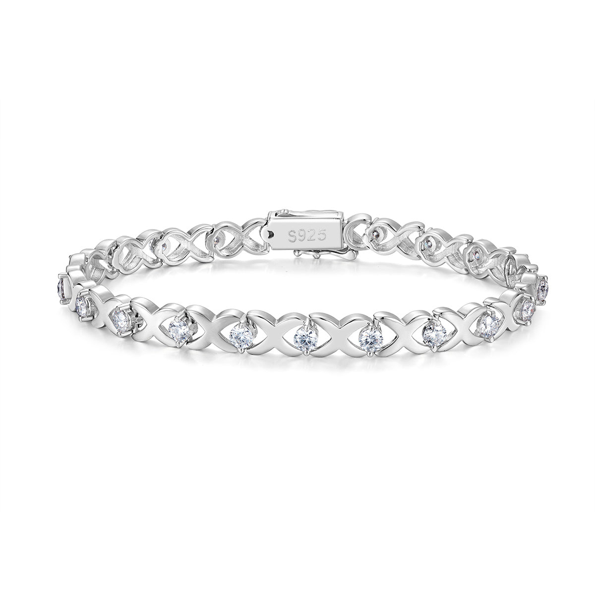X-link tennis bracelet, sterling silver