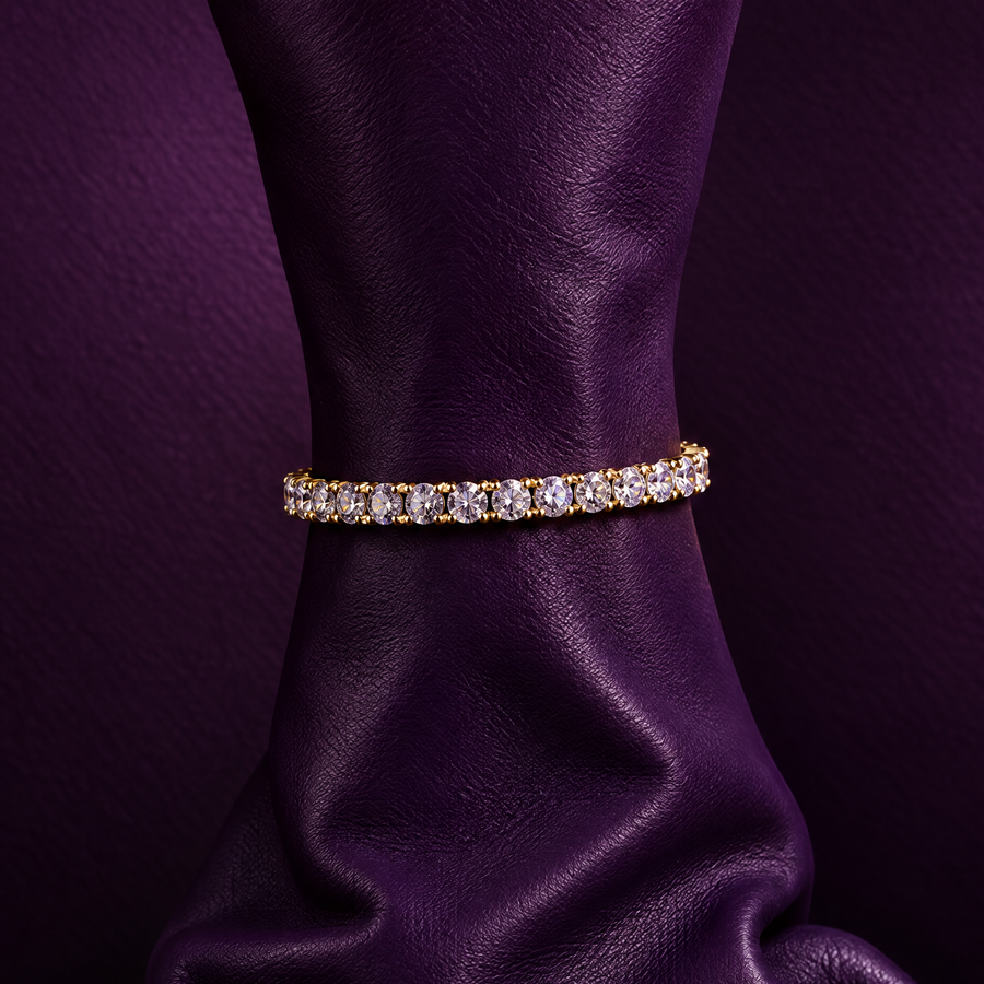 Round-cut tennis bracelet, sterling silver, view 7