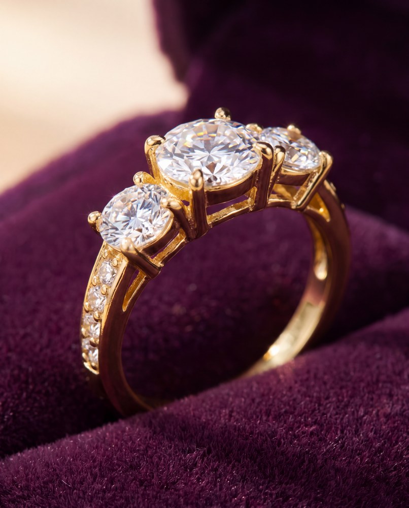 Close-up of the starry pavé ring on velvet