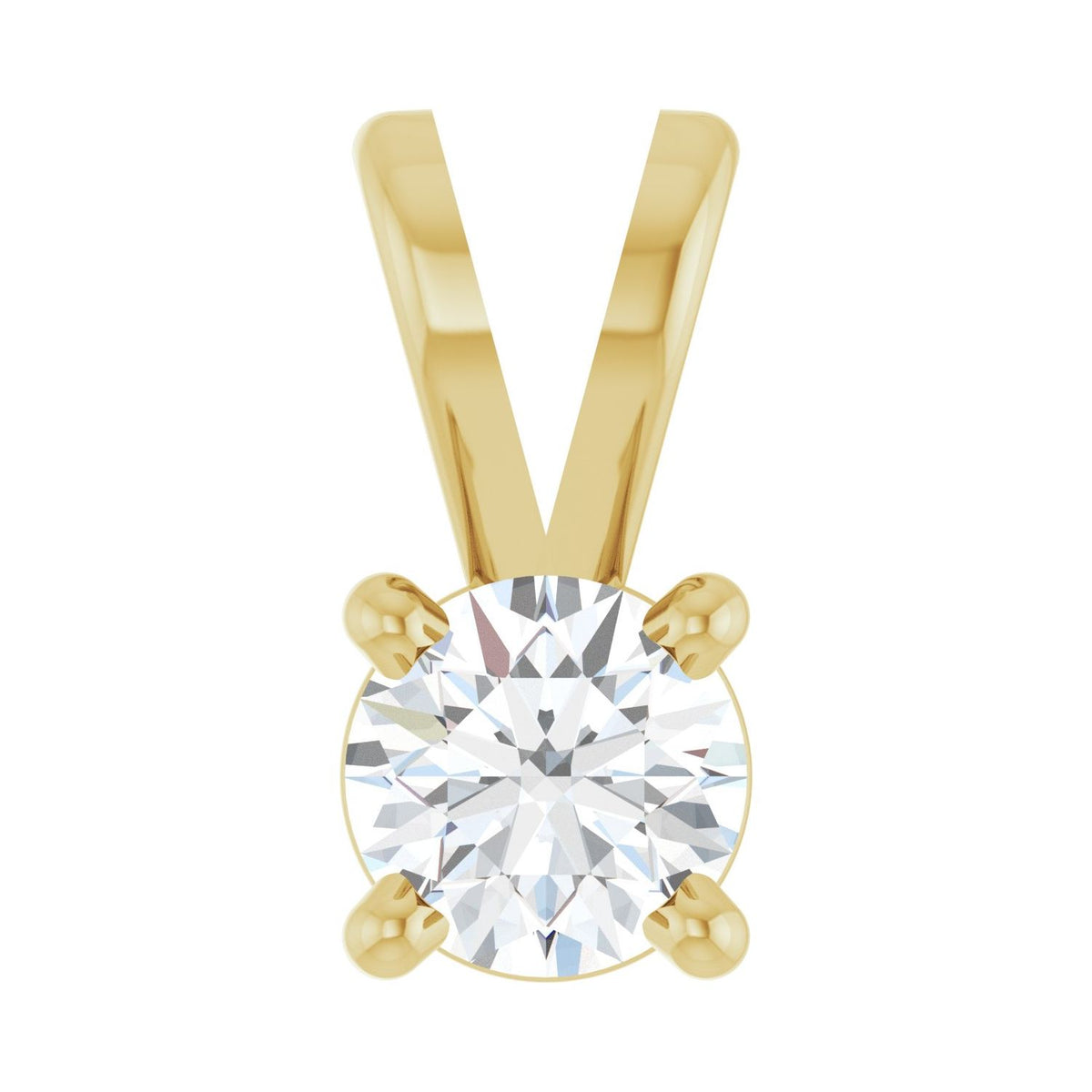 Lab-grown diamond solitaire pendant in 14k yellow gold, 4 mm · 1/4 ct