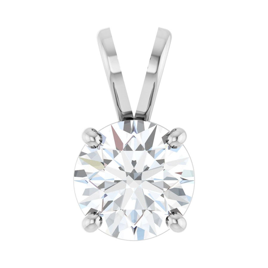 Lab-grown diamond solitaire pendant in white metal, 6.5 mm · 1 ct