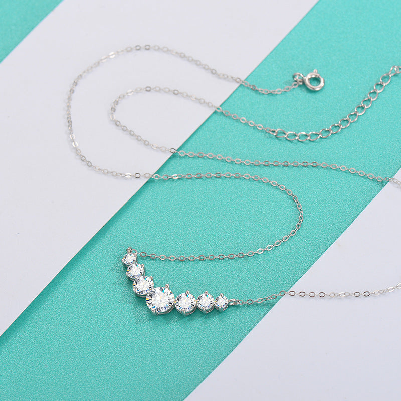 Solitaire pendant necklace, sterling silver, view 3