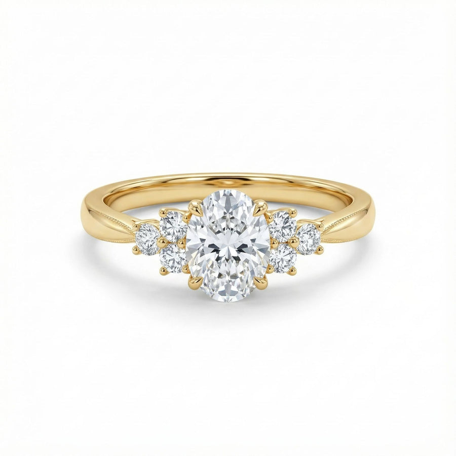 Oval cluster ring, gold-plated sterling silver