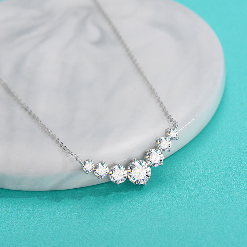 Solitaire pendant necklace, sterling silver, view 4