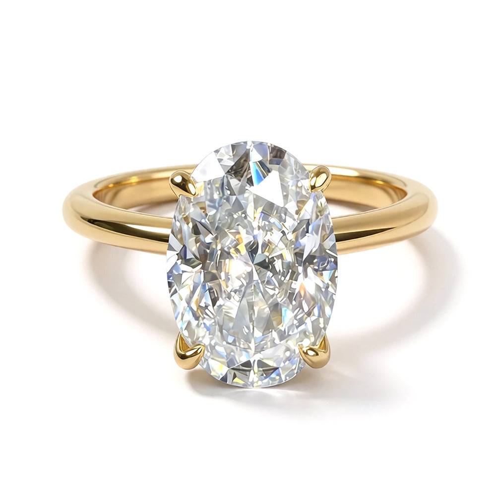 Oval solitaire ring, sterling silver
