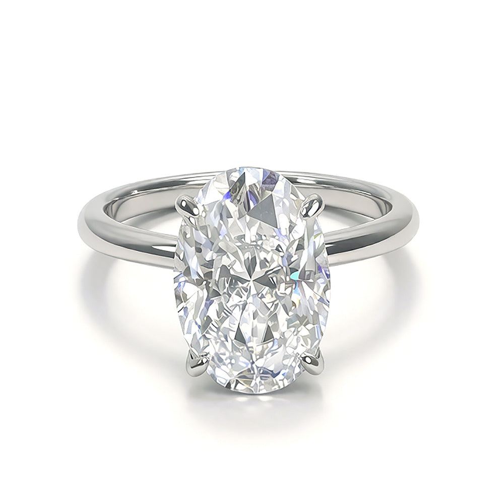 Oval solitaire ring, sterling silver, view 6