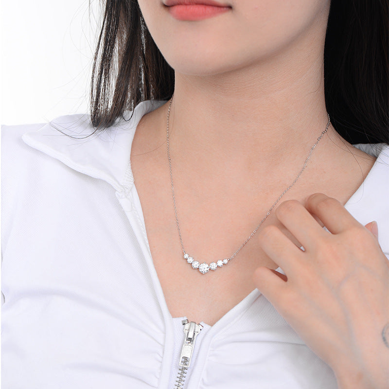 Solitaire pendant necklace, sterling silver, view 2