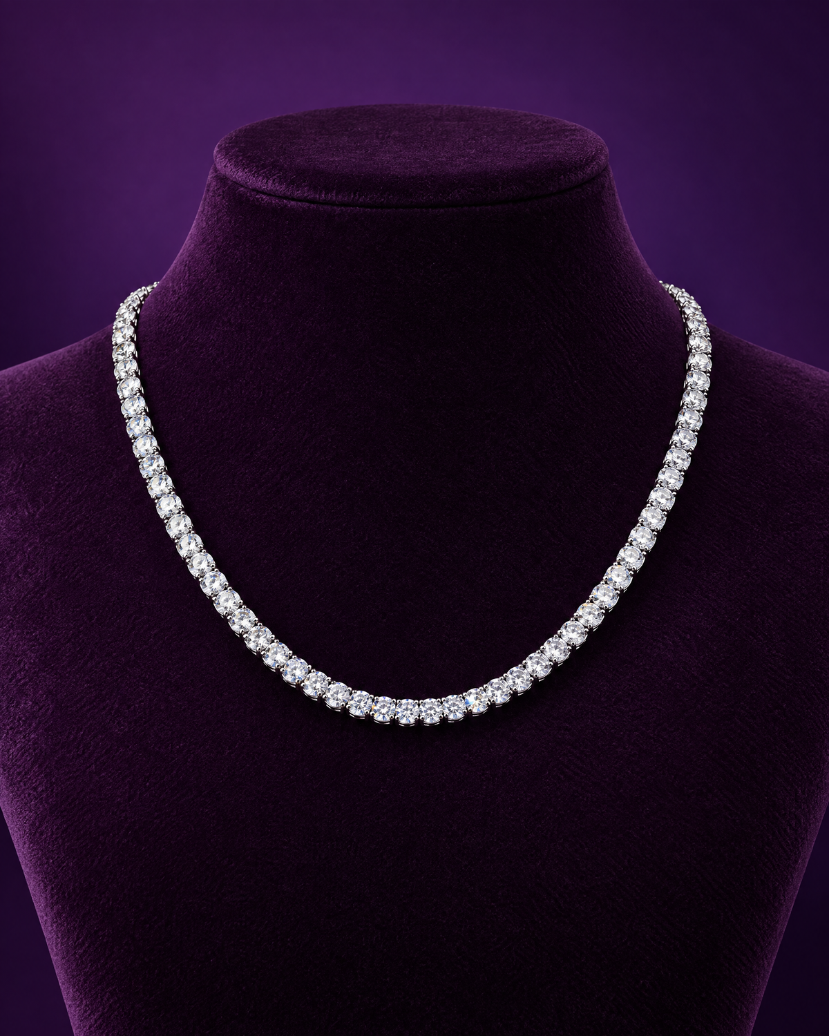 Tennis necklace, sterling silver