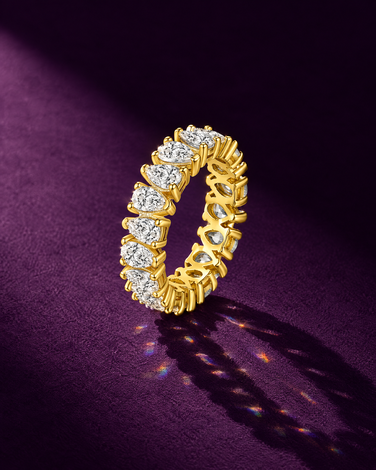 Pear-cut eternity band, sterling silver, view 2