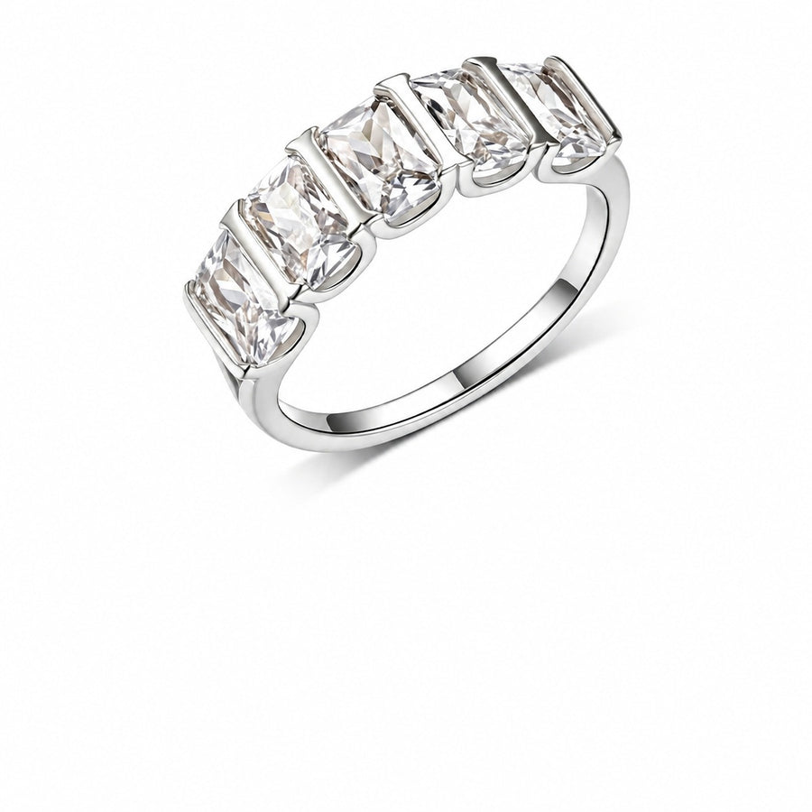 Five-stone geometric ring, sterling silver