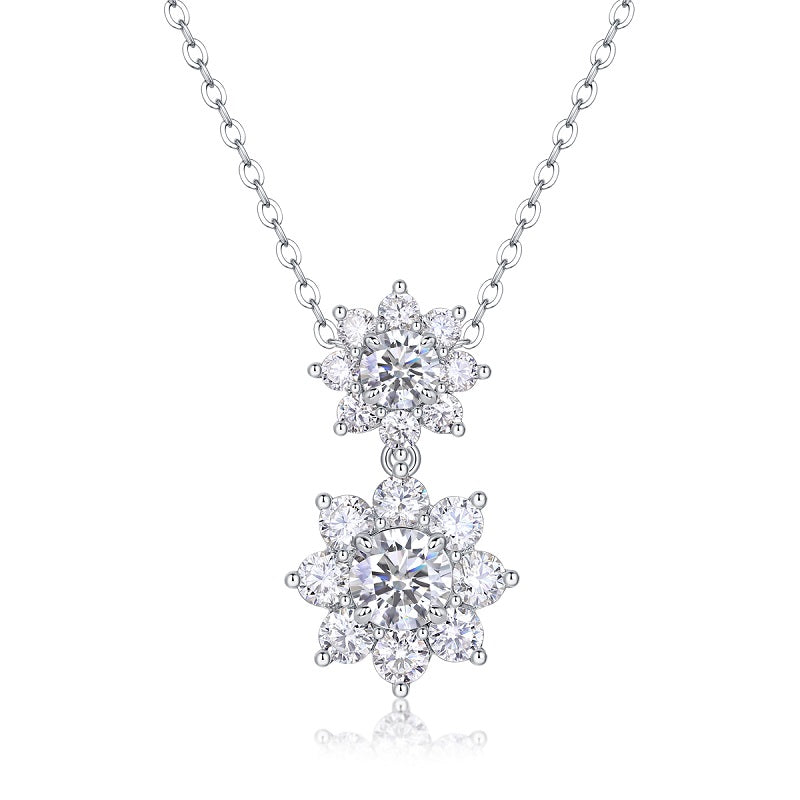 Double flower pendant, sterling silver