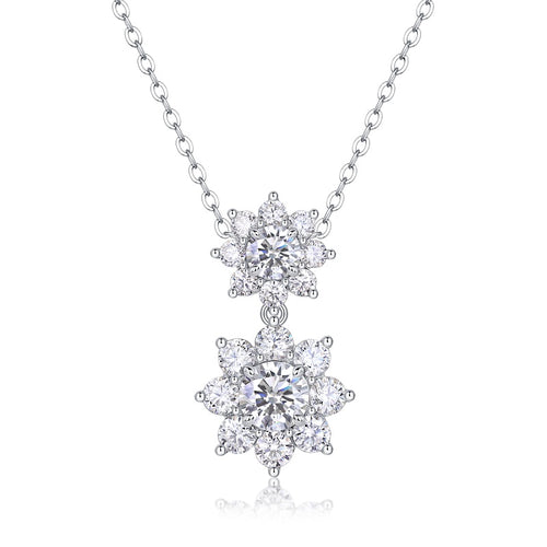 Double flower pendant, sterling silver