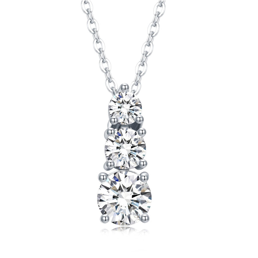 Graduated three-stone pendant, sterling silver