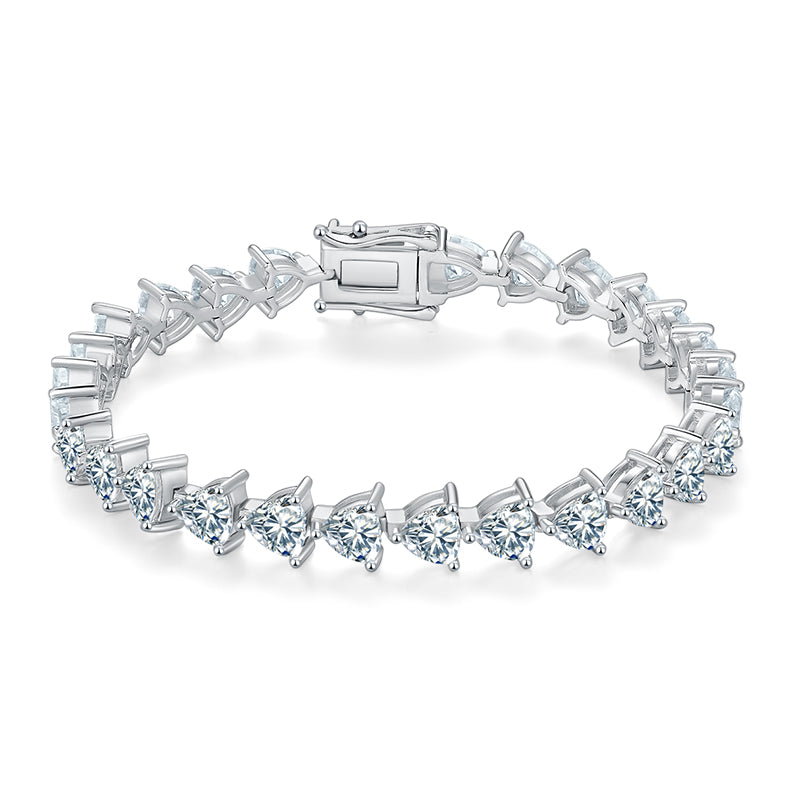 Triangle-cut tennis bracelet, sterling silver