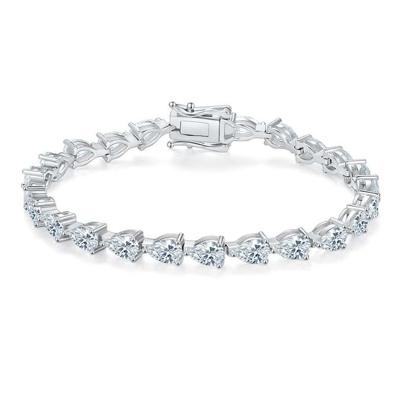 Pear-cut tennis bracelet, sterling silver