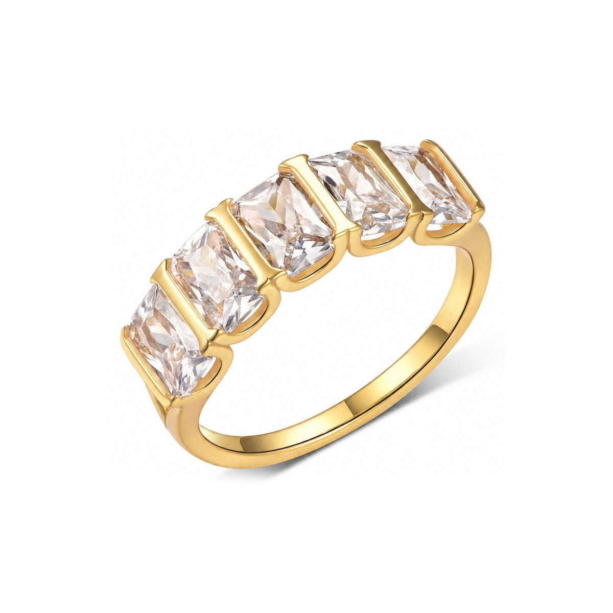 Five-stone geometric ring in sterling silver