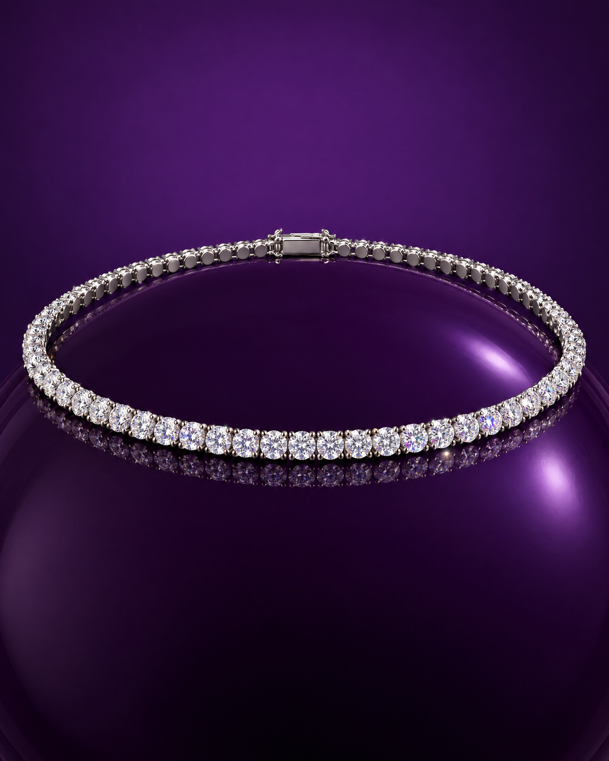 Tennis necklace, sterling silver, view 6