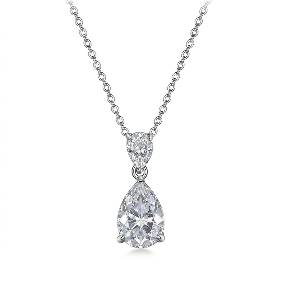 Pear-cut drop pendant in sterling silver